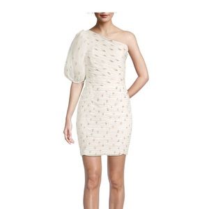 Shoshanna One-Shoulder rouched white dress